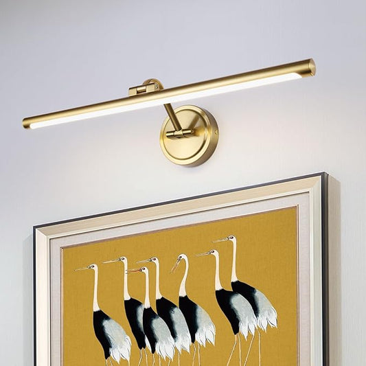 Hard-Wired Picture Lights 23.6 Inch Dimmable LED Wall Art Lighting Modern Brass Gallery Light Poster Lights Adjustable Swing Arm Picture Frame Light for Display Art Work,14W,2700K, Warm White