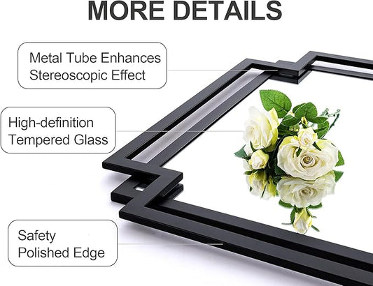 30" x 59" Large Wall Mirror for Decor, Black Decorative Mirror with Irregular and Rectangular Metal Frame, Black Large Bathroom Mirror Above Sink, Hang Vertically or Horizontally