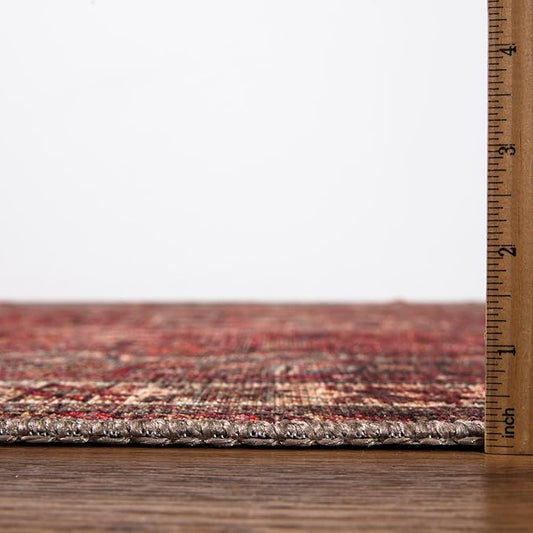 Keen Home Design 2x12 Rug - Machine Washable Runner Rug with Non-Slip Backing, Ideal for Hallway, Entryway, Kitchen, Laundry Room - Vintage, Easy Clean, Durable, Low Pile - (2'6" x 12')