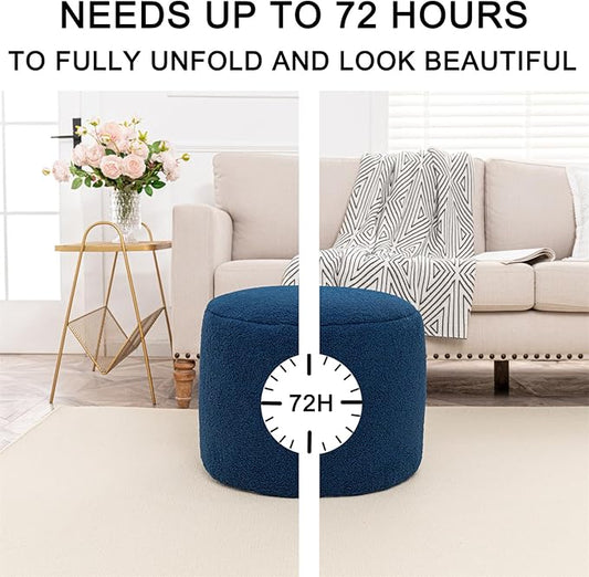 Round Pouf Ottoman 20 x 20 x 14 Inches Boho Poof Home Decor Floor Pouffe Ottoman Foot Rest for Couch Sofa Bean Bag Chairs Living Room Bedroom (Navy)