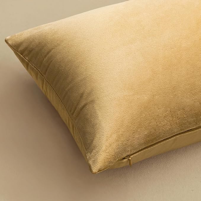 MIULEE Velvet Throw Pillow Covers 20x20 Inch, Pack of 2 - Khaki, Soft Solid Decorative Pillow Covers Cushion Cases Modern Luxury Home Decor for Couch Sofa Bedroom Livingroom