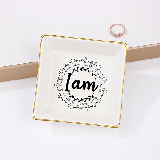 JoycuFF Christian Gifts for Women Religious Spiritual Gifts Jewelry Dish Gifts for Womens Easter Gifts for Girls Women Teens Inspirational Catholic Communion Confirmation Gifts