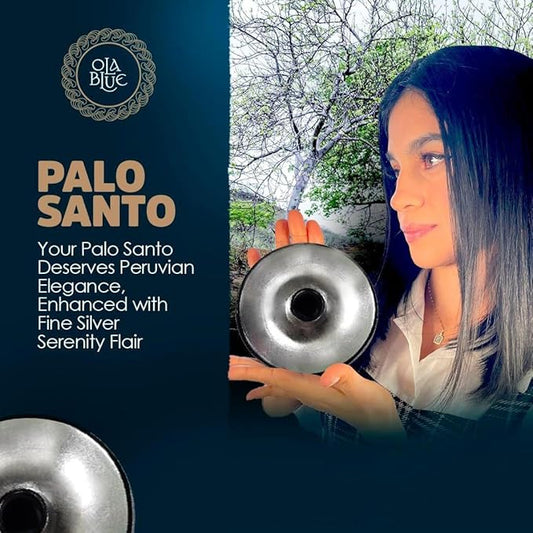 Authentic Peruvian Pottery Palo Santo Stick Holder | Handmade Ceramic Smudge Bowl | Incense and Sage Holder | Unique Decor for Spiritual and Aromatherapy Practices (Blue Aura)