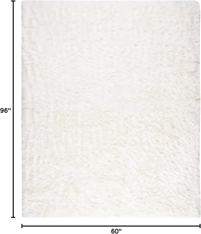 SAFAVIEH Faux Sheep Skin Collection 5' x 8' Ivory FSS235A Silken Glam 2.35-inch Thick Area Rug