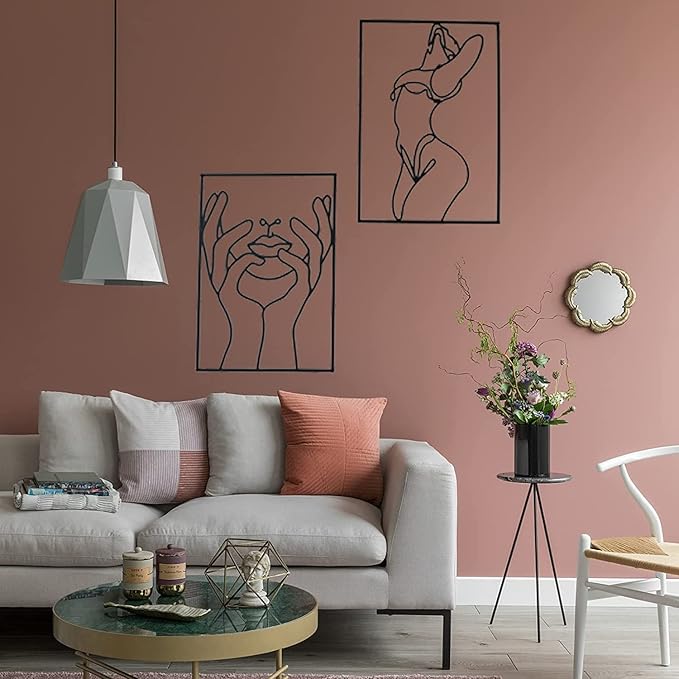 Glamativity Large 4 Pack Black Wall Art, Minimalist Single Line Art, Real Metal Wall Art, Woman's Body Shape Abstract Art (Black Classic Style, L Size 22.5 x 15.7'')