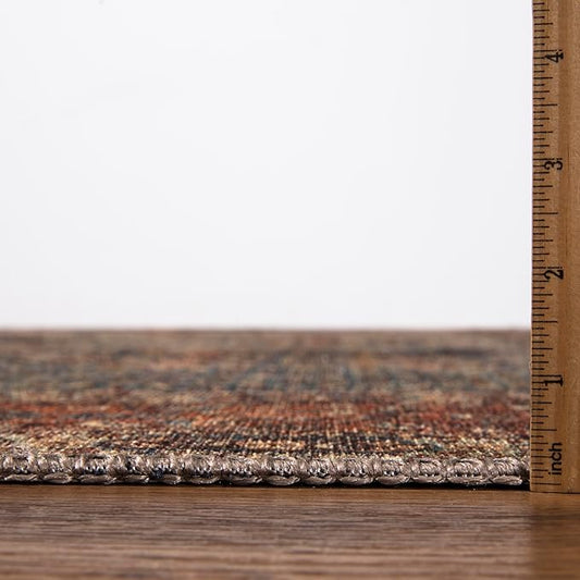 Keen Home Design 8x10 Rug - Machine Washable Area Rug with Non-Slip Backing, Ideal for Living Room, Dining Room, Bedroom - Vintage, Easy Clean, Durable, Low Pile Rug - (8' x 10')
