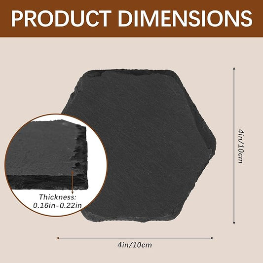 24PCS Slate Rock Coasters Black Bulk Blank Laser Engraved Hand Painted Beverage Coasters, Non-Slip Bottom Mat, Home Office Kitchen Gift Wedding Bar Party
