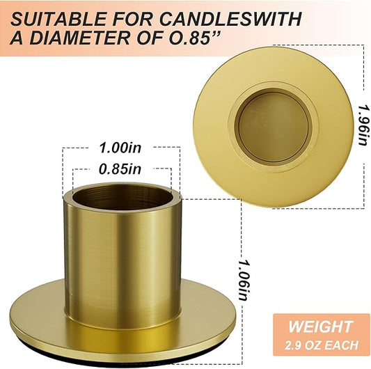2 Pcs Brass Candle Holder - Elegant Taper Candle Holders, Classic Brass Candlestick Holders for Table Centerpiece, Festive Christmas Mantel Display or Sophisticated Home Decor