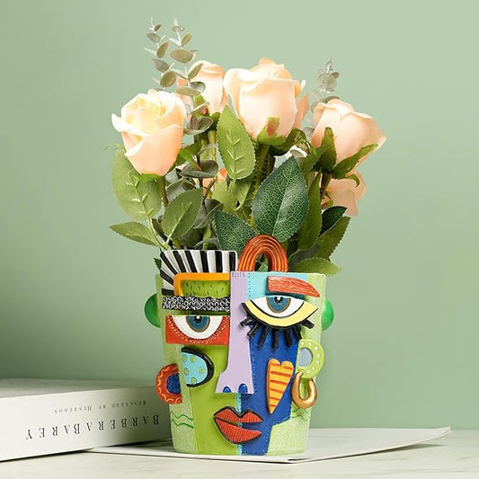 Picasso Face Planter Pots – Abstract Art Flower Vase with Facial Expressions, for Indoor Plant, Unique Planter Head Pot for Home Decor