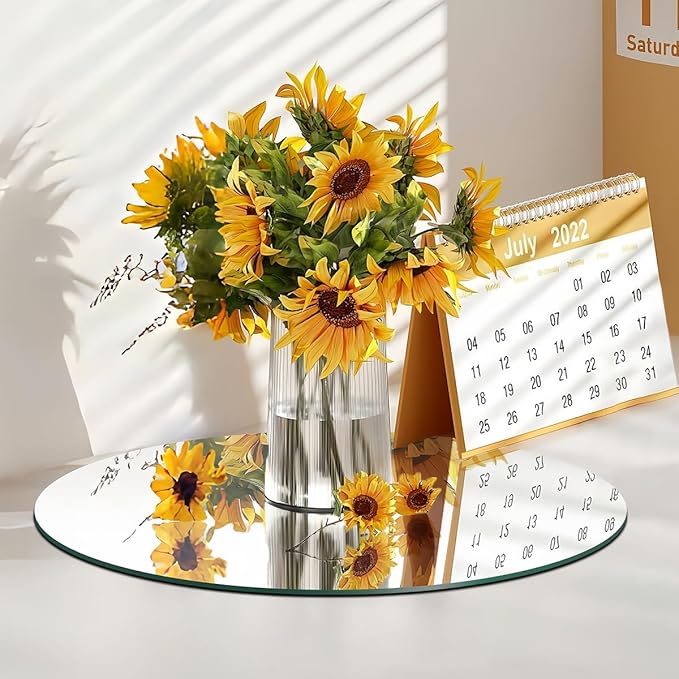 19 Pcs Mirror Centerpieces for Tables, Acrylic Round Small Mirror Trays Decoration Candle Plate Mirrors for Wedding Table Centerpiece Baby Shower Christmas Party Decor and Crafts (6inch/15cm)