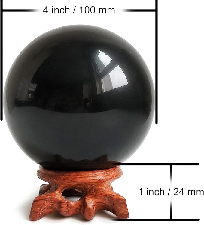 Mina Heal Black Obsidian Crystal Ball for Meditation, Feng Shui, Crystal Healing, and Scrying – Authentic Natural Obsidian Sphere for Energy Work