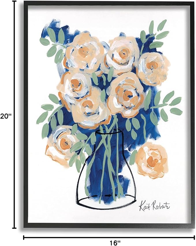 Stupell Industries Abstract Flower Swirls Pink Roses Line Art Vase, Design by Kait Roberts