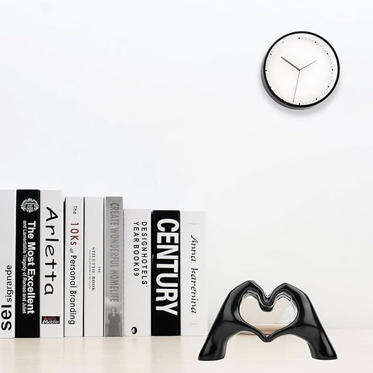 Small Heart Hands Sculpture Decor for Living Room Bedroom Bookshelf Coffe Table and Office Display, Love Finger Statue Modern Aesthetic Home Decor, Unique Gift for Wedding Christmas Birthday (Black)