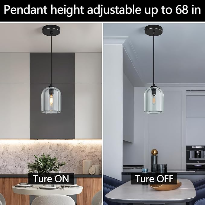 Modern Black Pendant Lights Kitchen Island Chandelier Indoor Crystal Hanging Light Fixtures for Dining Room Living Room Bedroom Bar(3Pack)