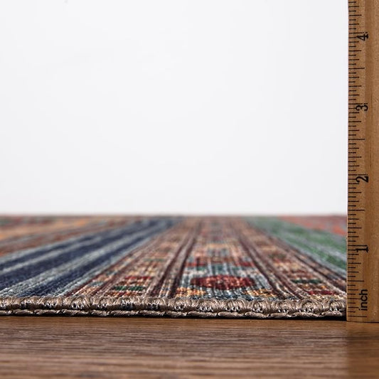 Keen Home Design 5x7 Rug - Machine Washable Area Rug with Non-Slip Backing, Ideal for Living Room, Dining Room, Bedroom - Vintage, Easy Clean, Durable, Low Pile Rug - (5' x 7')