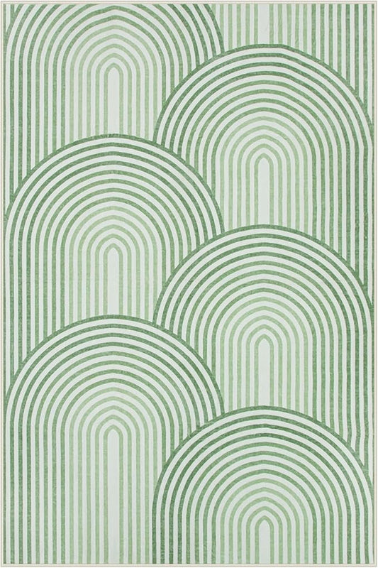 Moynesa Machine Washable 6x9 Area Rugs for Living Room, Ultra-Thin Soft Boho Abstract Bedroom Rug Non Slip, Mid Century Modern Green Large Indoor Carpet for Office Classroom Playroom