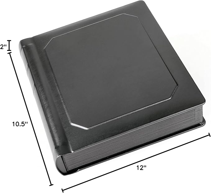 Tuscany Albums Professional Leatherette Bound Slip-in Photo Album, Holds 30 8x10 Photos (15 Page), Black