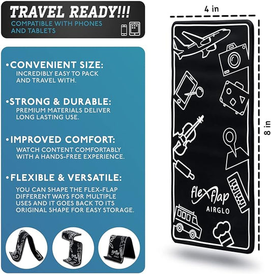 AirGLO Flex Flap - Adjustable, Portable Phone Stand for Travel, Home, Desk, Bed, Treadmill, iPad, Tablet