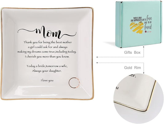 HOME SMILE Ceramic Ring Dish Jewelry Tray for Mom Sister Friends