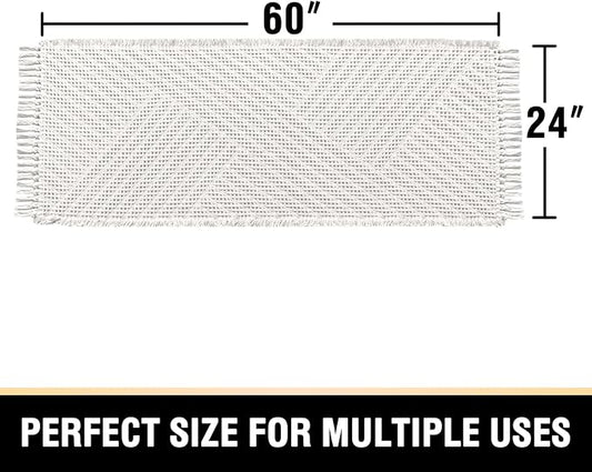 H.VERSAILTEX Waffle Bath Runner Rug Long Bath Mat Super Absorbent Boho Bath Rugs Non Slip Bath Runner for Bathroom Floor Machine Washable Dry Fast Bathroom Rugs with Tassels, 24" x 60", Ivory White