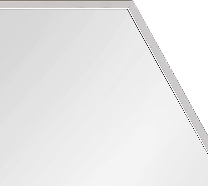Kate and Laurel Rhodes Modern Hexagon Wall Mirror, 24.75 x 36.75, Silver, Chic Geometric Wall Mirror