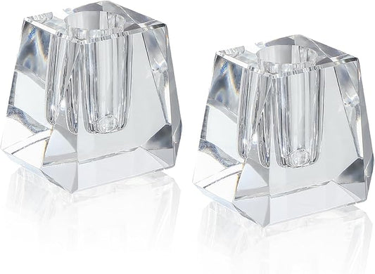 QFkris 2-Pack Crystal Single Pen Holder for Desk, 1.8" Fancy Fountain Pen Stand, Glass Feather Pencil Holder for Office Desktop Decoration, Gift for Man Woman Students Teachers Father Boyfriend