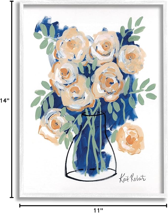 Stupell Industries Abstract Flower Swirls Pink Roses Line Art Vase, Design by Kait Roberts