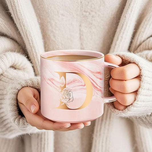 Valentines Day Gifts for Her, Anniversary Birthday Galentines Gifts for Women Mom Grandma Friend Sister Wife Teacher Coworker, Personalized Initial Customized Gift Monogrammed A-Z Coffee Mug 12 OZ(D)