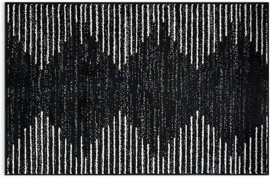 Rugshop Bohemian Stripe Stain Resistant High Traffic Living Room Kitchen Bedroom Dining Home Office Area Rug 2'7" x 4' Black