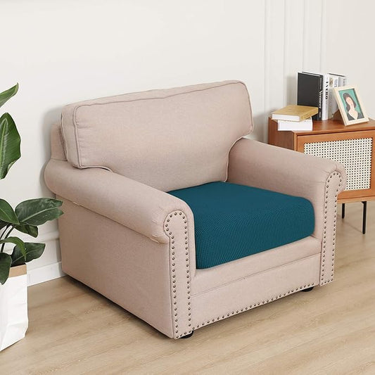 Easy-Going Stretch Chair Cushion Cover Sofa Cushion Furniture Protector Sofa Seat Sofa Slipcover Sofa Cover Soft Flexibility with Elastic Bottom(Chair Cushion, Peacock Blue)