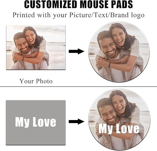 Custom Mouse Pad, Personalized Mouse Pad with Your Photo Text Logo, Customized Non-Slip Mousepad for Home Office and Computer Gaming Desk