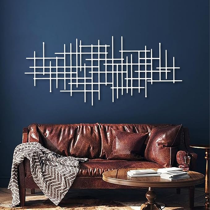 Metal Geometric Line Wall Art, Modern Minimalist Abstract Metal Line Art Wall Decor for Living Room Bedroom Office Kitchen Dining Room (Black, 30 x 13 in | 76 x 33cm)