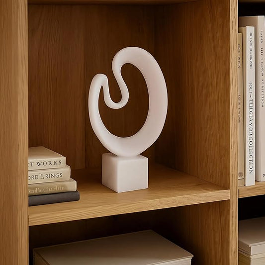 Swirl Abstract Resin Sculpture – Modern Minimalist Marble-Look Decorative Statue for Home, Office, Living Room, Bedroom Decor