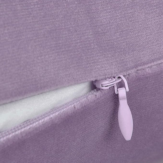 Set of 2 Soft Velvet Throw Pillow Covers, Decorative Solid Cushion Cases for Sofa Couch and Bed - 20"x20", Lavender