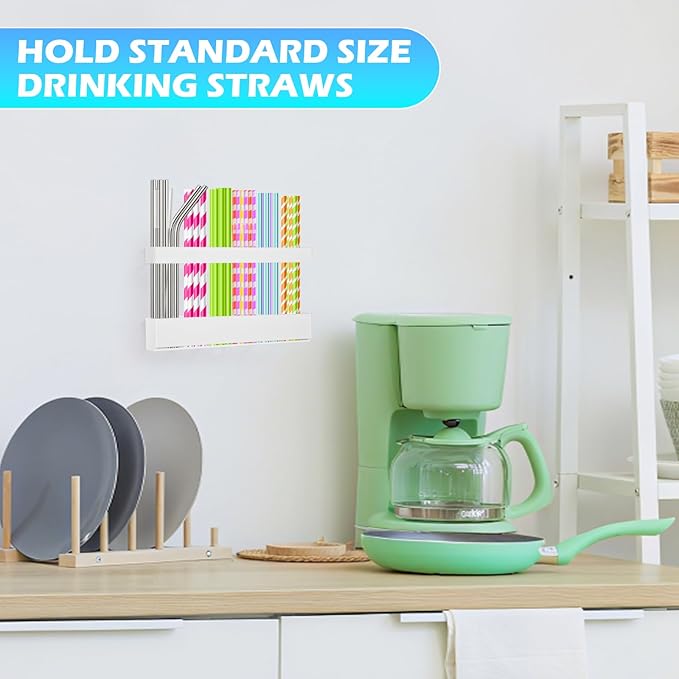 Straw holder for cabinet door,Acrylic Straw Organizer,Straws Dispense for Kitchen Counter and Cabinet Door (white)