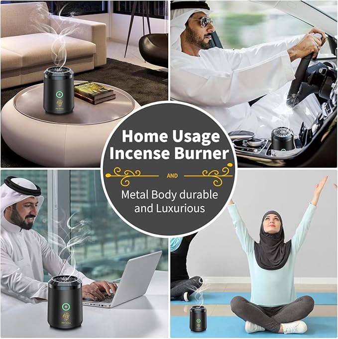 Portable Mini Incense Burner Bakhoor Rechargeable USB Aroma Diffuser Electric Arabic Incense Holder Muslim Home Decoration