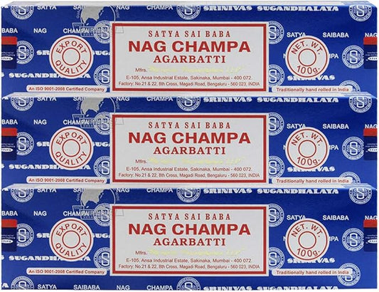 TRUMIRI Incense Stick Holder Bundle with Satya Sai Baba Nagchampa 100g Incense Sticks - Pack of 3 (Approx 300 Sticks)