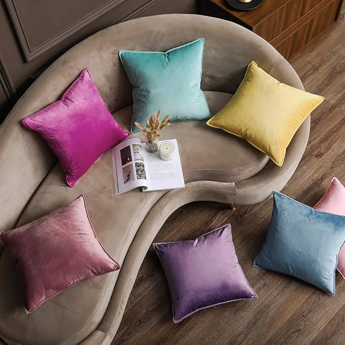 MIULEE Pack of 2 Decorative Velvet Throw Pillow Cover Soft Hot Pink Pillow Cover Soild Square Cushion Case for Spring Sofa Bedroom Car 18x 18 Inch 45x 45cm