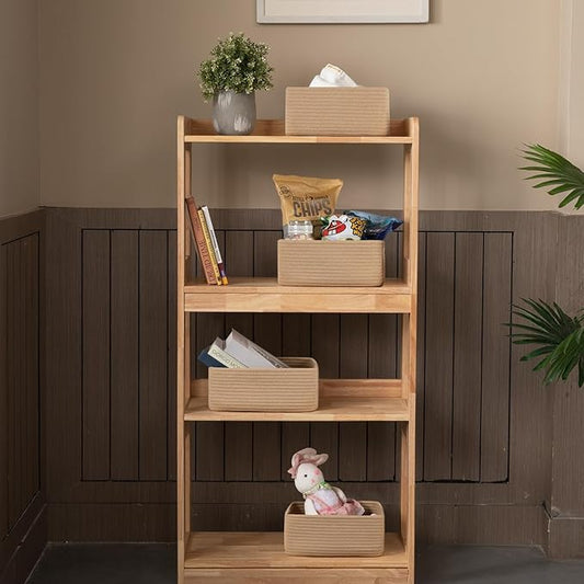 4 Pack Small Storage Shelf Baskets for Organizing, Mini Woven Rope Storage Bins for Towels, Cute Decorative Closet Organizer,Baby Nursery, Gift Empty Baskets -11.81''Lx7.87''Wx4.72''H-Jute