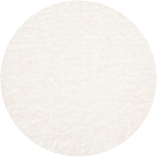 SAFAVIEH Faux Sheep Skin Collection 6' Round Ivory FSS235A Silken Glam 2.35-inch Thick Area Rug