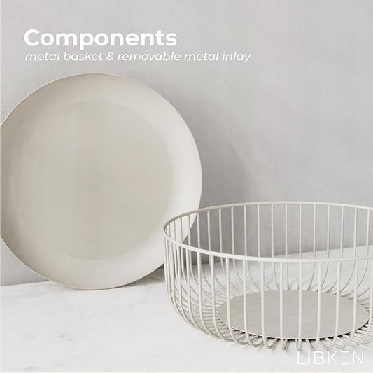 Wire FruitBowls -Stylish Metal Wire FruitBasket for Kitchens -Decorative Fruit and Veg Storage Holder - Ideal Kitchen Accessories for Modern Decor -Warm Gray, 1 Unit, H4xL11xW11 IN-Heavy Weight
