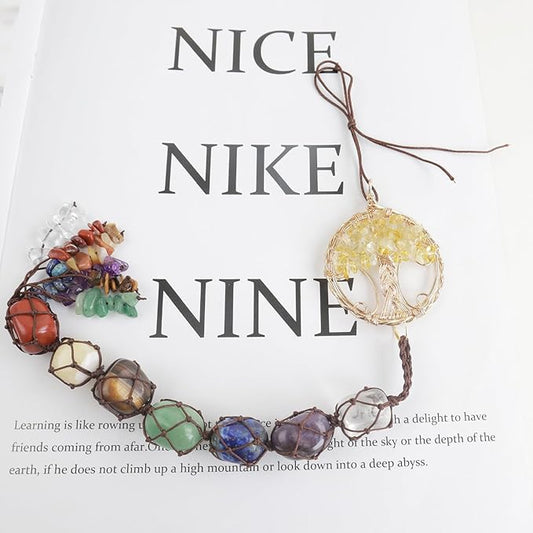 Anjiucc Handmade Crystal Window Car Hanging Ornaments 7 Chakra Home Ornament Yoga Meditation Car Decoration(A-Style 15)