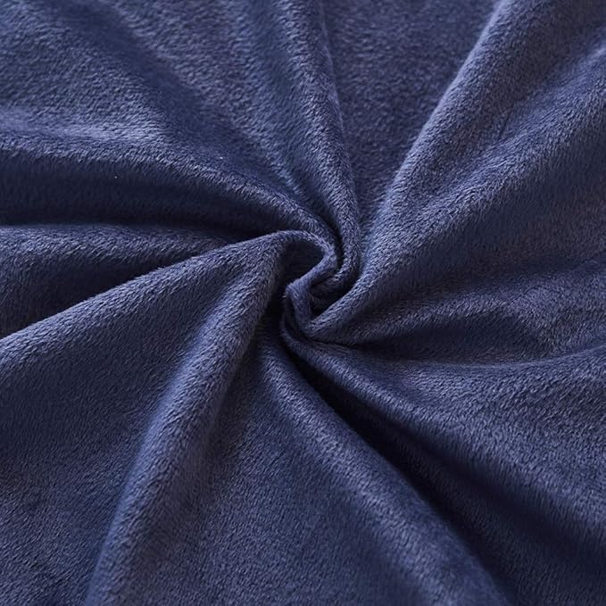 Uhamho Set of 2 Standard Pillowcases Faux Fur Throw Pillow Covers Shams Soft Velvet Decorative Zipper Closure (Navy, 20"x26")