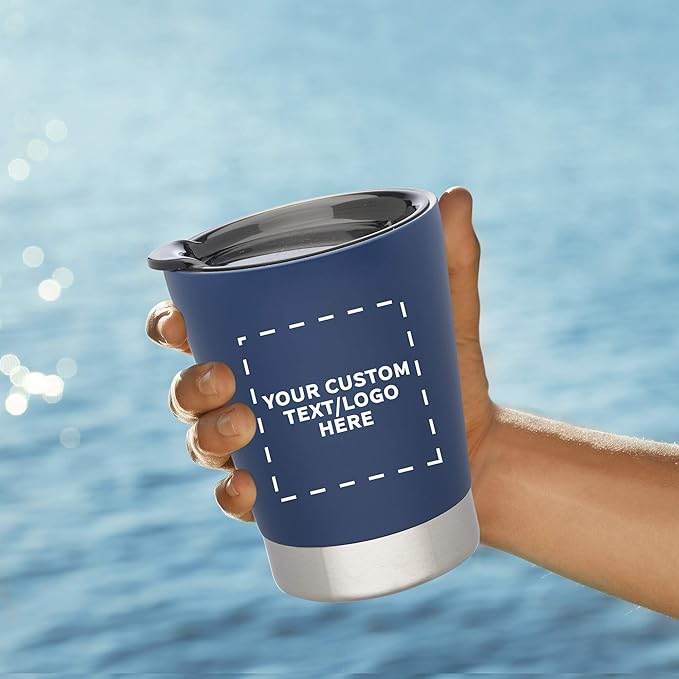Personalized 12 oz. Itsy Vacuum Insulated Travel Mugs - 12 Pack - Custom Text, Logo - Blue