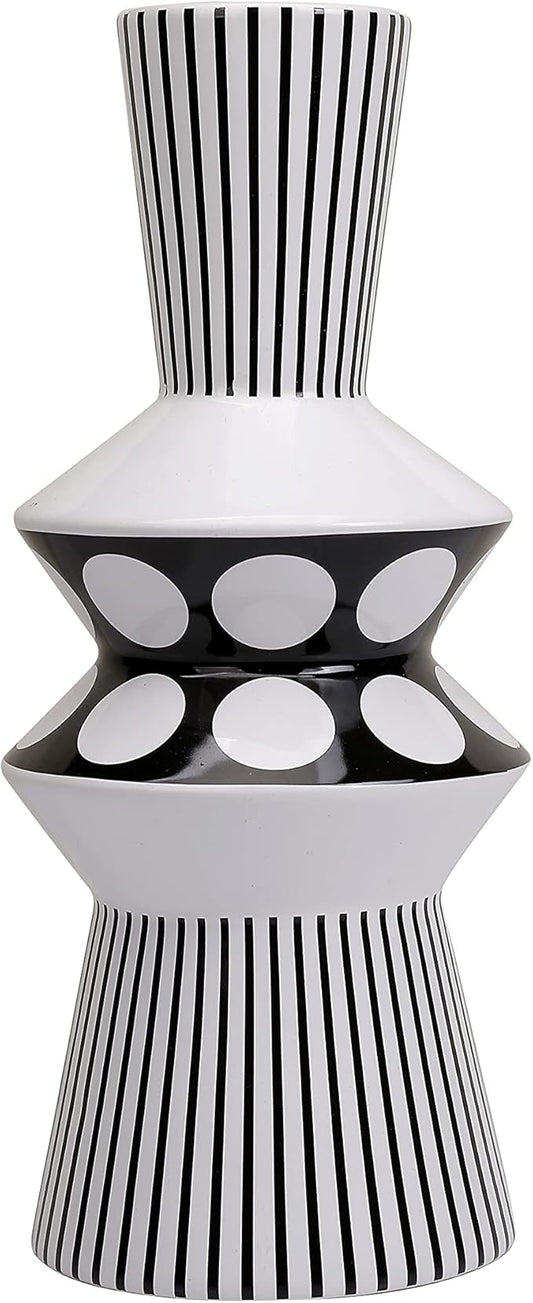 Magcolor Flower vase Large Black and White Striped Geometric Ceramic Vase -Modern Vase Decoration. Perfect Home Decoration Vase