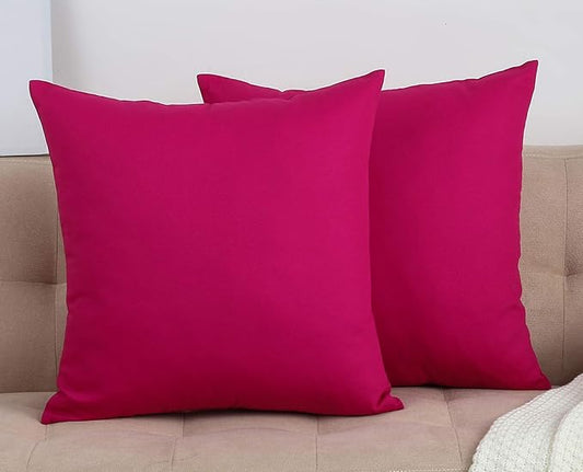 TangDepot Cotton Solid Throw Pillow Covers, 12" x 12" , Brilliant Rose, 1 Count (Pack of 1)