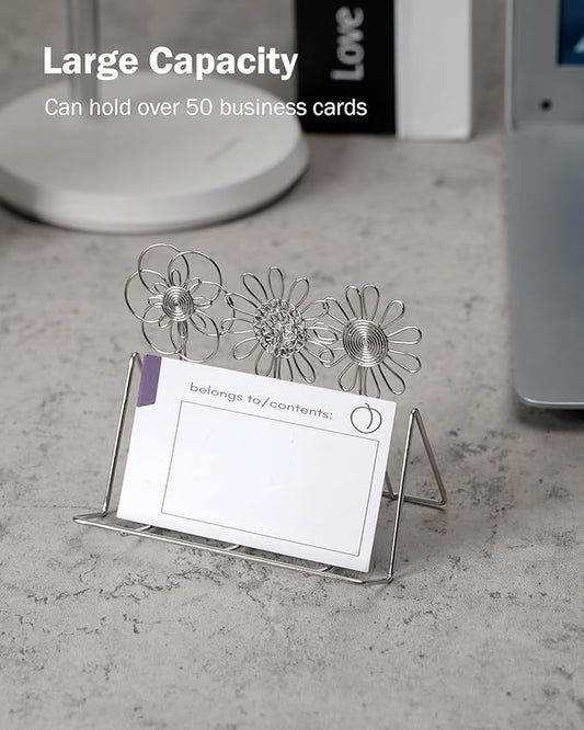 eZAKKA 2 Pack Business Card Holder,Metal Business Card Stand for Office Home Desktop Tabletop Organizer,personalized business card holder