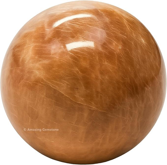 Amazing Gemstone Peach Moonstone Crystal Ball with Stand - 1.5 Inches Crystal Sphere Meditation Balls for Witchcraft and Decorative Balls