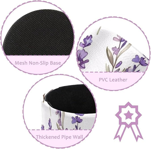 Cute Lavender Purple Pattern Pen Pencil Holder for Desk, Pen Pencil Cup Table Stationery Organizer Makeup Brush Holder for School Home Office Supplies