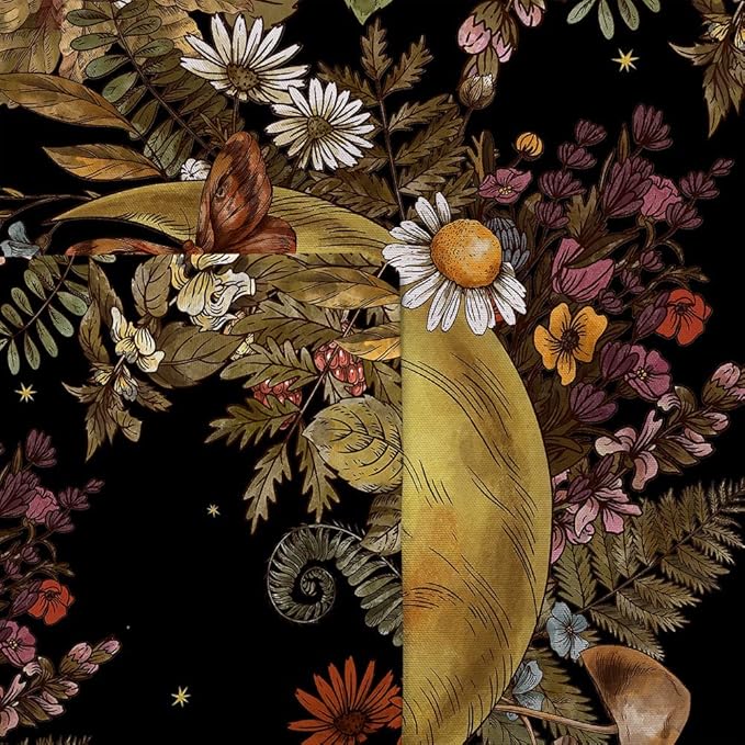 Boho Moon Extra Large Tapestry, Vintage Mushroom Sun and Moon Art Tapestries Wall Hanging for Bedroom Aesthetic Botanical College Dorm Room Fairy Decor 90X70" Brown Retro Skull Poster